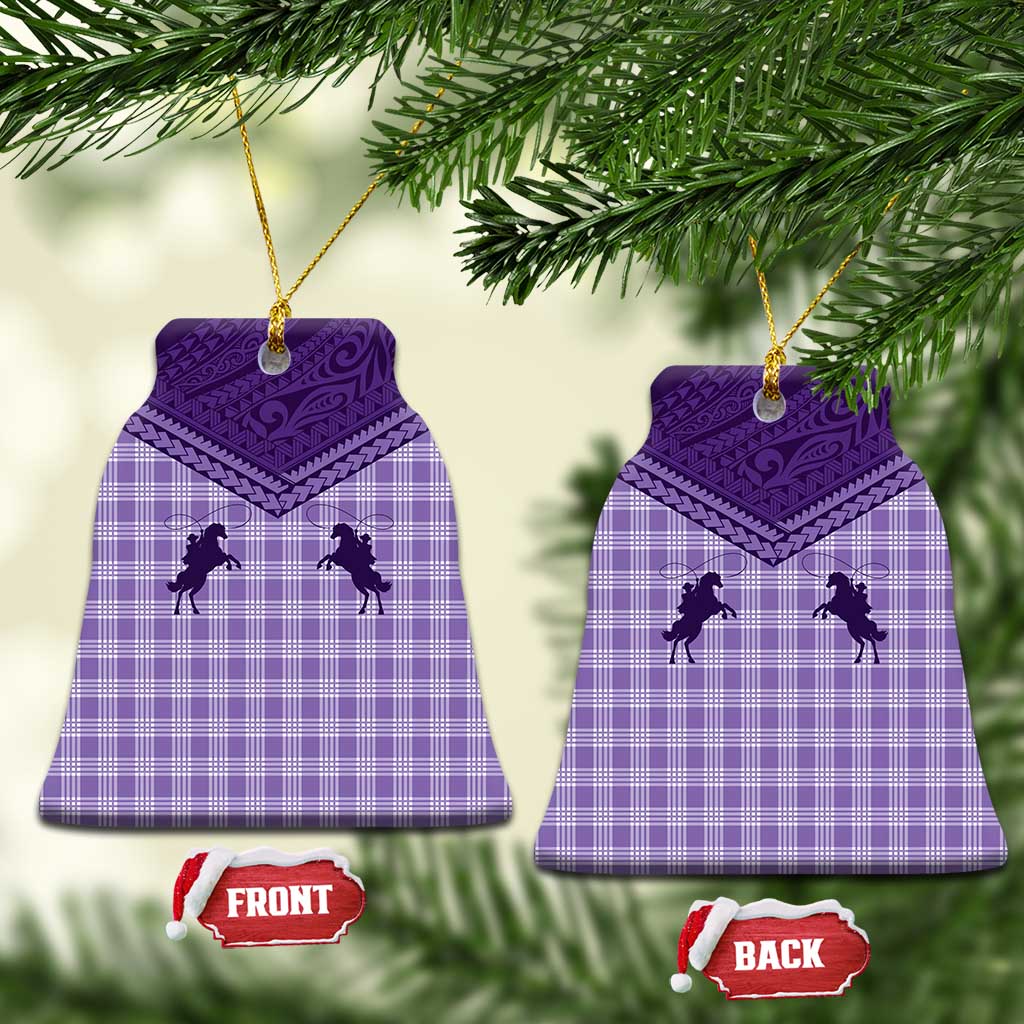 Aloha Hawaii Cowboys Paniolo Ceramic Ornament Violet Palaka - Polynesian Pride