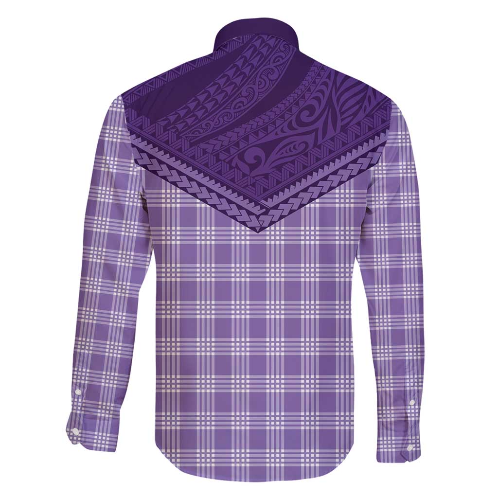 Aloha Hawaii Cowboys Paniolo Family Matching Long Sleeve Bodycon Dress and Hawaiian Shirt Violet Palaka - Polynesian Pride