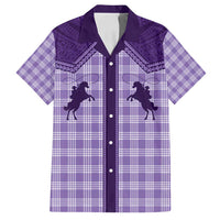 Aloha Hawaii Cowboys Paniolo Family Matching Puletasi and Hawaiian Shirt Violet Palaka - Polynesian Pride