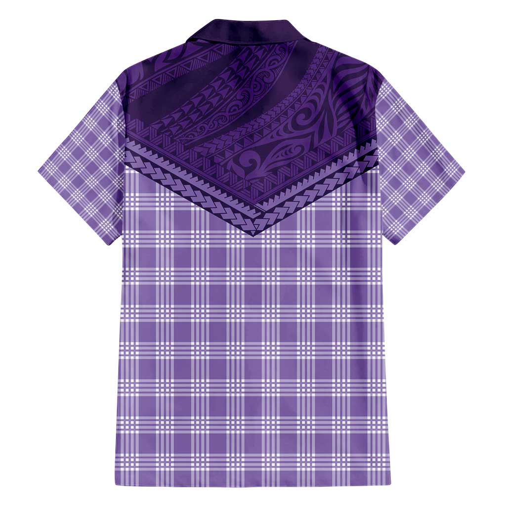 Aloha Hawaii Cowboys Paniolo Family Matching Short Sleeve Bodycon Dress and Hawaiian Shirt Violet Palaka - Polynesian Pride