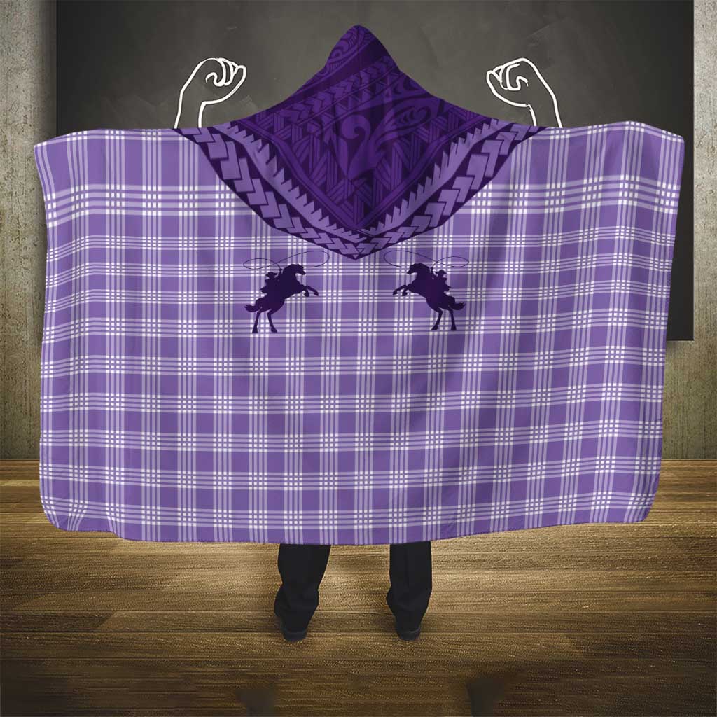 Aloha Hawaii Cowboys Paniolo Hooded Blanket Violet Palaka - Polynesian Pride