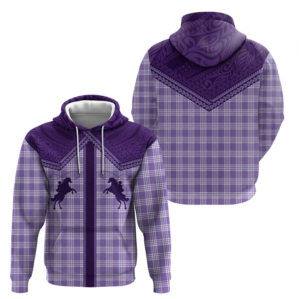 Aloha Hawaii Cowboys Paniolo Hoodie Violet Palaka - Polynesian Pride