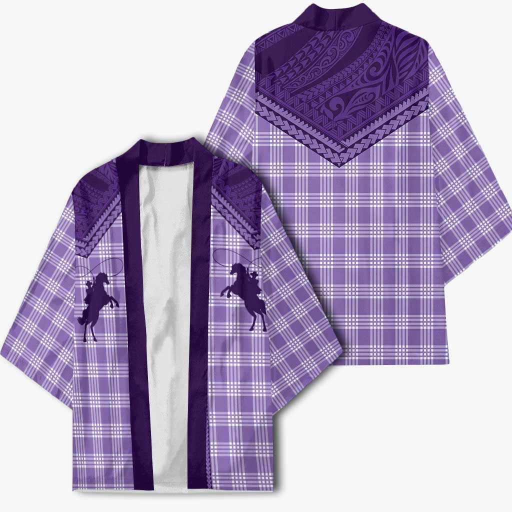 Aloha Hawaii Cowboys Paniolo Kimono Violet Palaka - Polynesian Pride