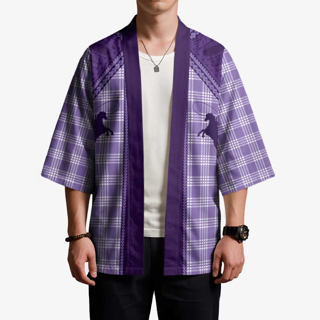 Aloha Hawaii Cowboys Paniolo Kimono Violet Palaka - Polynesian Pride
