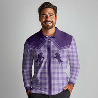 Aloha Hawaii Cowboys Paniolo Long Sleeve Polo Shirt Violet Palaka - Polynesian Pride