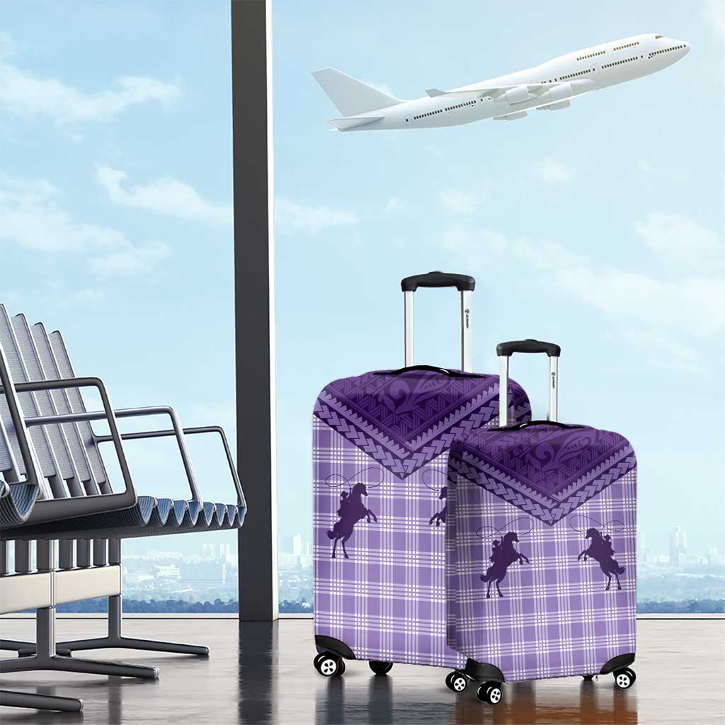 Aloha Hawaii Cowboys Paniolo Luggage Cover Violet Palaka - Polynesian Pride