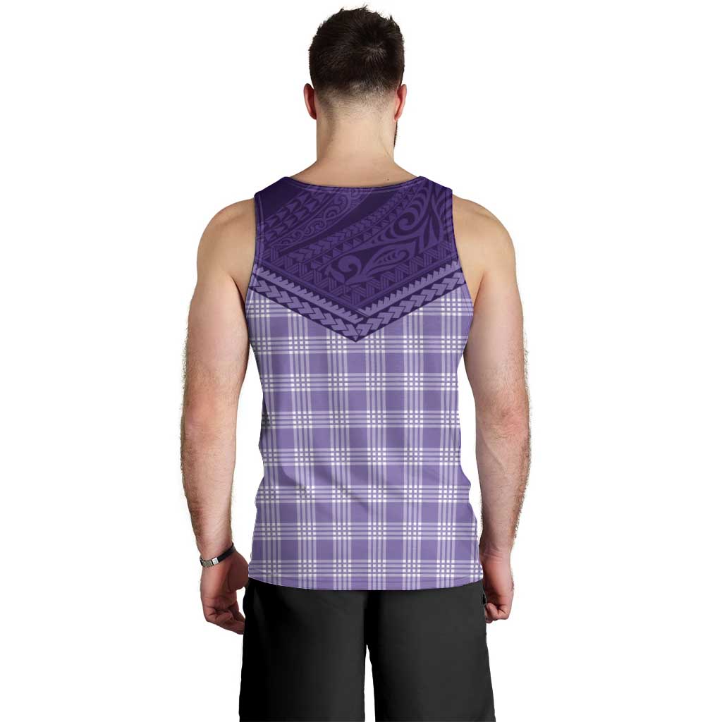 Aloha Hawaii Cowboys Paniolo Men Tank Top Violet Palaka - Polynesian Pride