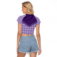 Aloha Hawaii Cowboys Paniolo Raglan Cropped T Shirt Violet Palaka - Polynesian Pride