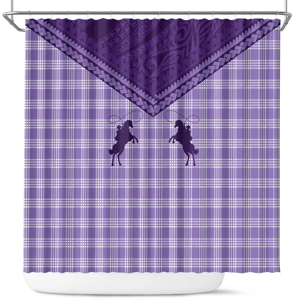 Aloha Hawaii Cowboys Paniolo Shower Curtain Violet Palaka LT7 Purple - Polynesian Pride