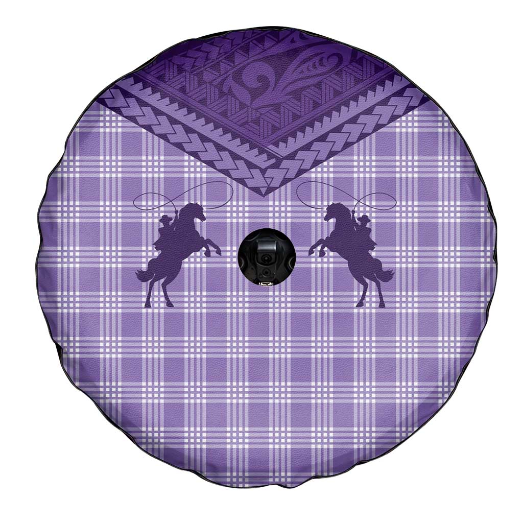 Aloha Hawaii Cowboys Paniolo Spare Tire Cover Violet Palaka - Polynesian Pride