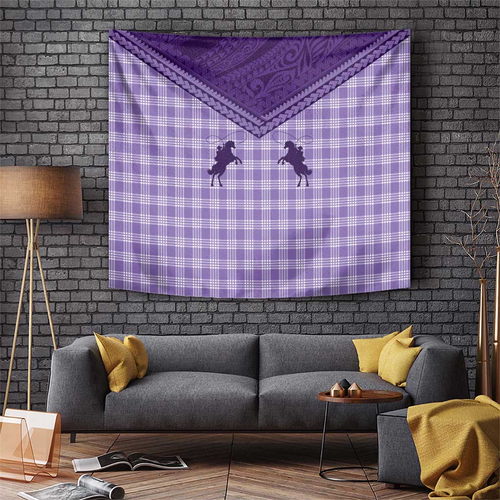 Aloha Hawaii Cowboys Paniolo Tapestry Violet Palaka LT7 Purple - Polynesian Pride