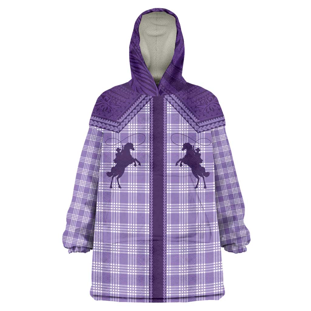 Aloha Hawaii Cowboys Paniolo Wearable Blanket Hoodie Violet Palaka LT7 One Size Purple - Polynesian Pride