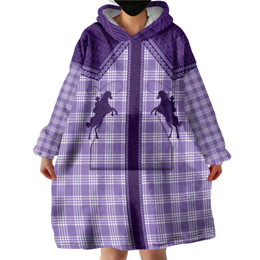 Aloha Hawaii Cowboys Paniolo Wearable Blanket Hoodie Violet Palaka - Polynesian Pride