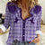 Aloha Hawaii Cowboys Paniolo Women Casual Shirt Violet Palaka - Polynesian Pride