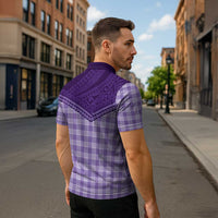 Aloha Hawaii Cowboys Paniolo Zipper Polo Shirt Violet Palaka - Polynesian Pride