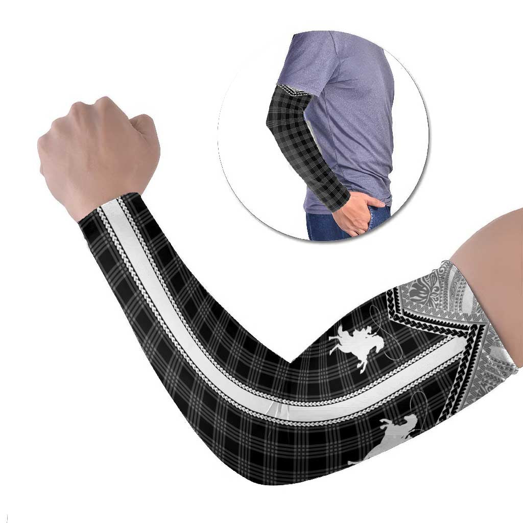 Aloha Hawaii Cowboys Paniolo Arm Sleeves Black Palaka LT7 Set of 2 Black - Polynesian Pride