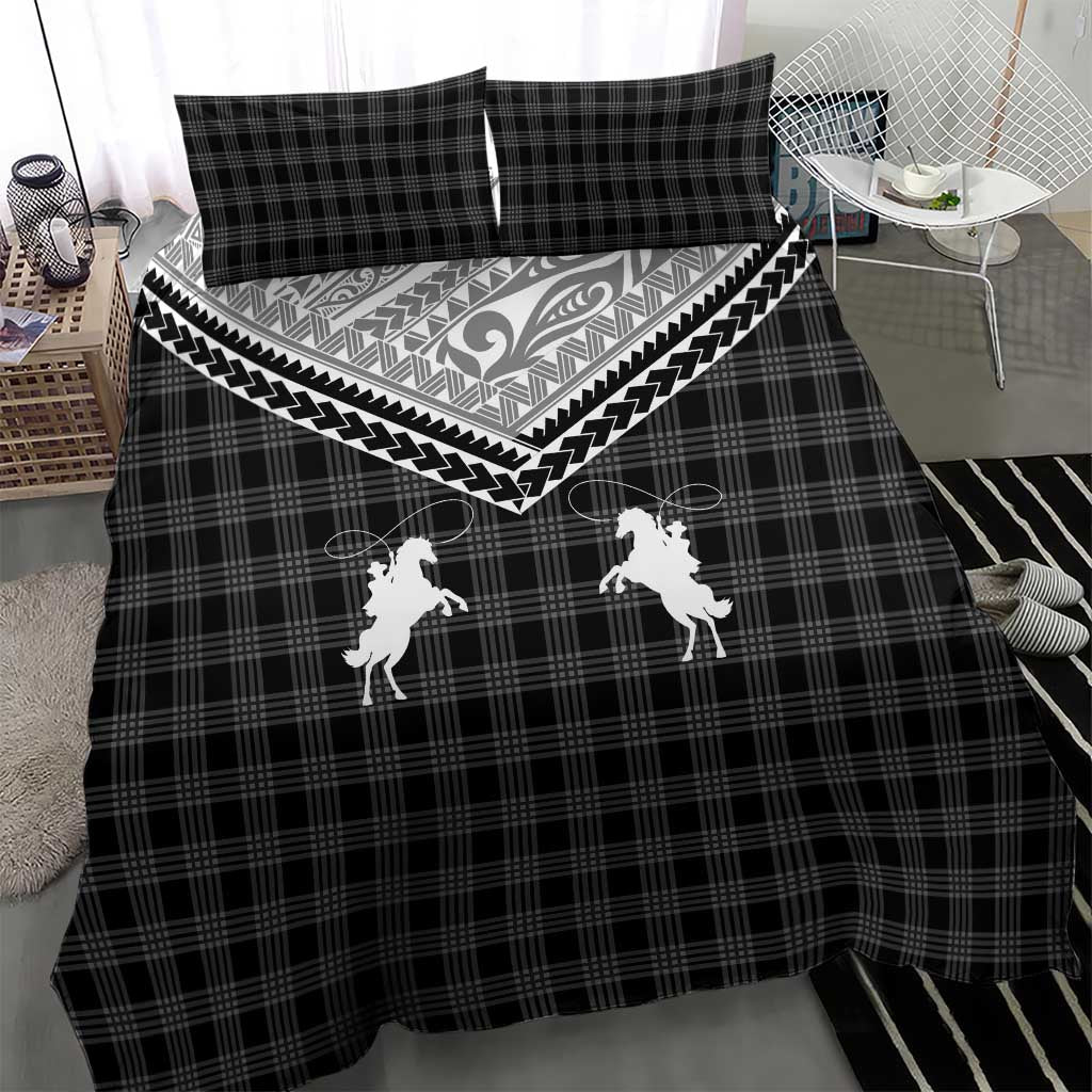 Aloha Hawaii Cowboys Paniolo Bedding Set Black Palaka - Polynesian Pride