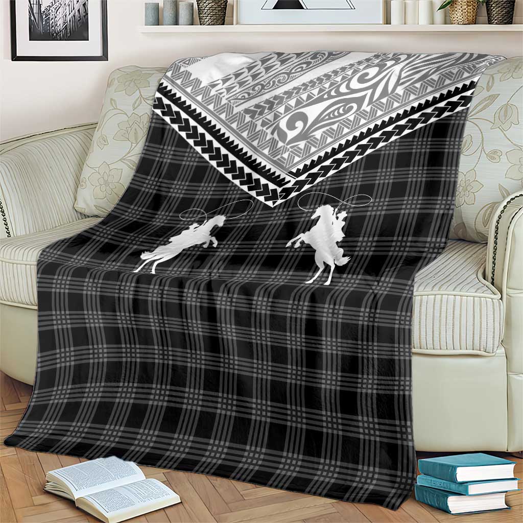Aloha Hawaii Cowboys Paniolo Blanket Black Palaka - Polynesian Pride