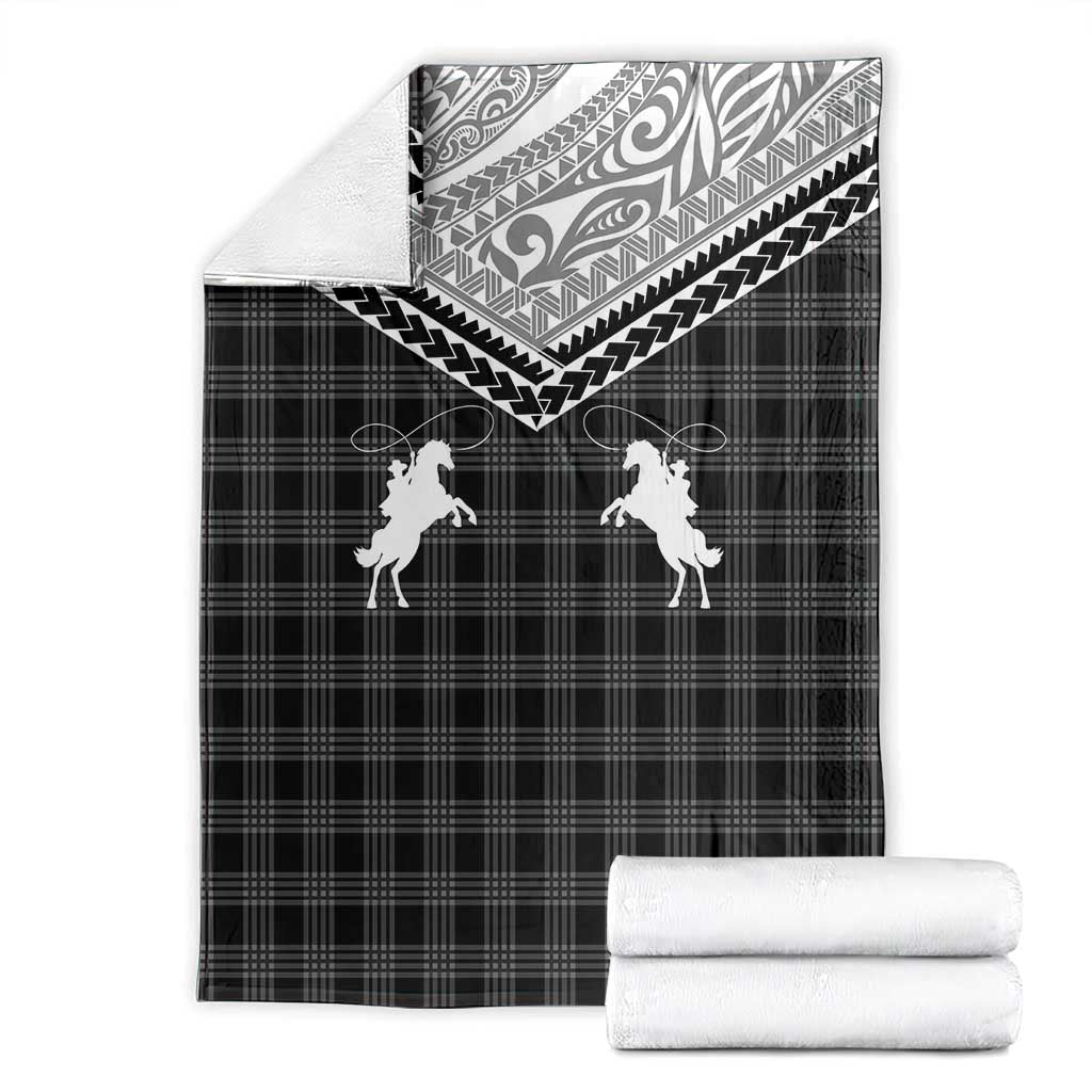 Aloha Hawaii Cowboys Paniolo Blanket Black Palaka - Polynesian Pride