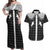 Aloha Hawaii Cowboys Paniolo Couples Matching Off Shoulder Maxi Dress and Hawaiian Shirt Black Palaka - Polynesian Pride