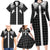 Aloha Hawaii Cowboys Paniolo Family Matching Long Sleeve Bodycon Dress and Hawaiian Shirt Black Palaka - Polynesian Pride