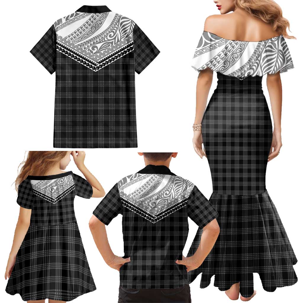 Aloha Hawaii Cowboys Paniolo Family Matching Mermaid Dress and Hawaiian Shirt Black Palaka - Polynesian Pride
