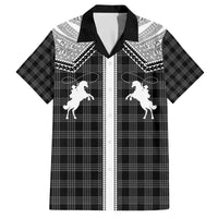 Aloha Hawaii Cowboys Paniolo Family Matching Off The Shoulder Long Sleeve Dress and Hawaiian Shirt Black Palaka - Polynesian Pride