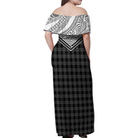 Aloha Hawaii Cowboys Paniolo Family Matching Off Shoulder Maxi Dress and Hawaiian Shirt Black Palaka - Polynesian Pride