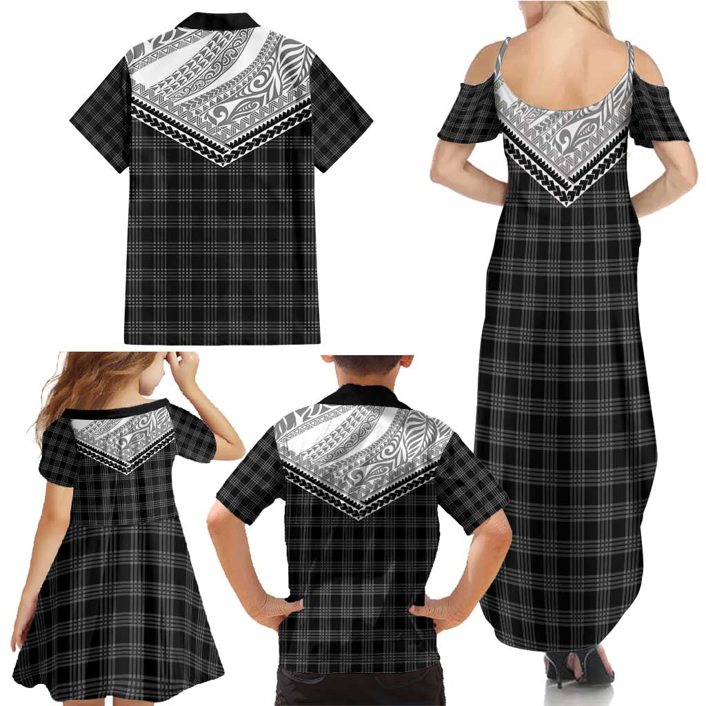 Aloha Hawaii Cowboys Paniolo Family Matching Summer Maxi Dress and Hawaiian Shirt Black Palaka - Polynesian Pride