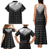 Aloha Hawaii Cowboys Paniolo Family Matching Tank Maxi Dress and Hawaiian Shirt Black Palaka - Polynesian Pride