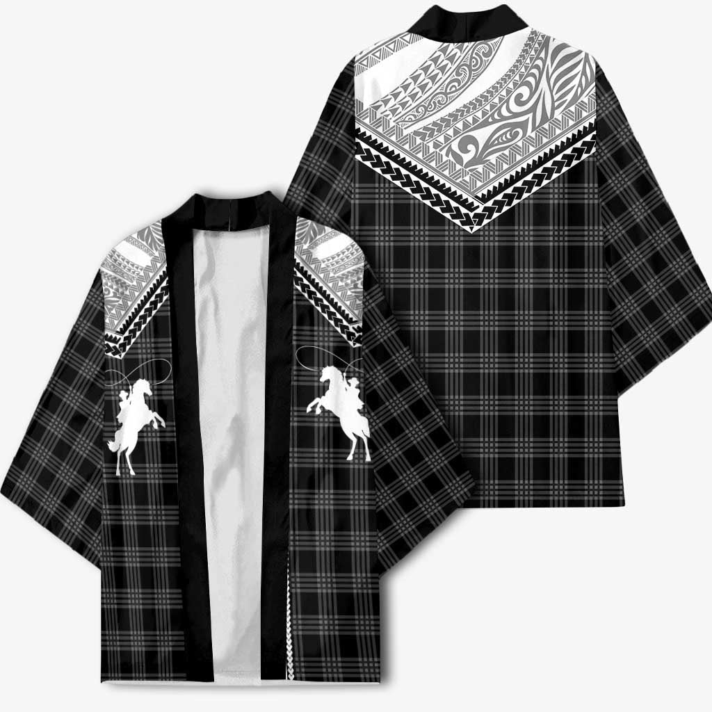 Aloha Hawaii Cowboys Paniolo Kimono Black Palaka - Polynesian Pride