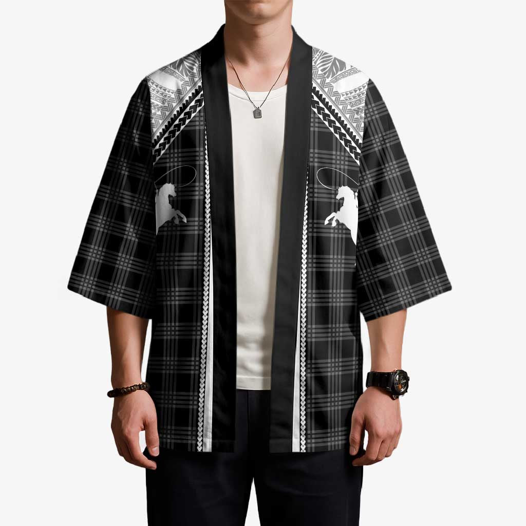 Aloha Hawaii Cowboys Paniolo Kimono Black Palaka - Polynesian Pride