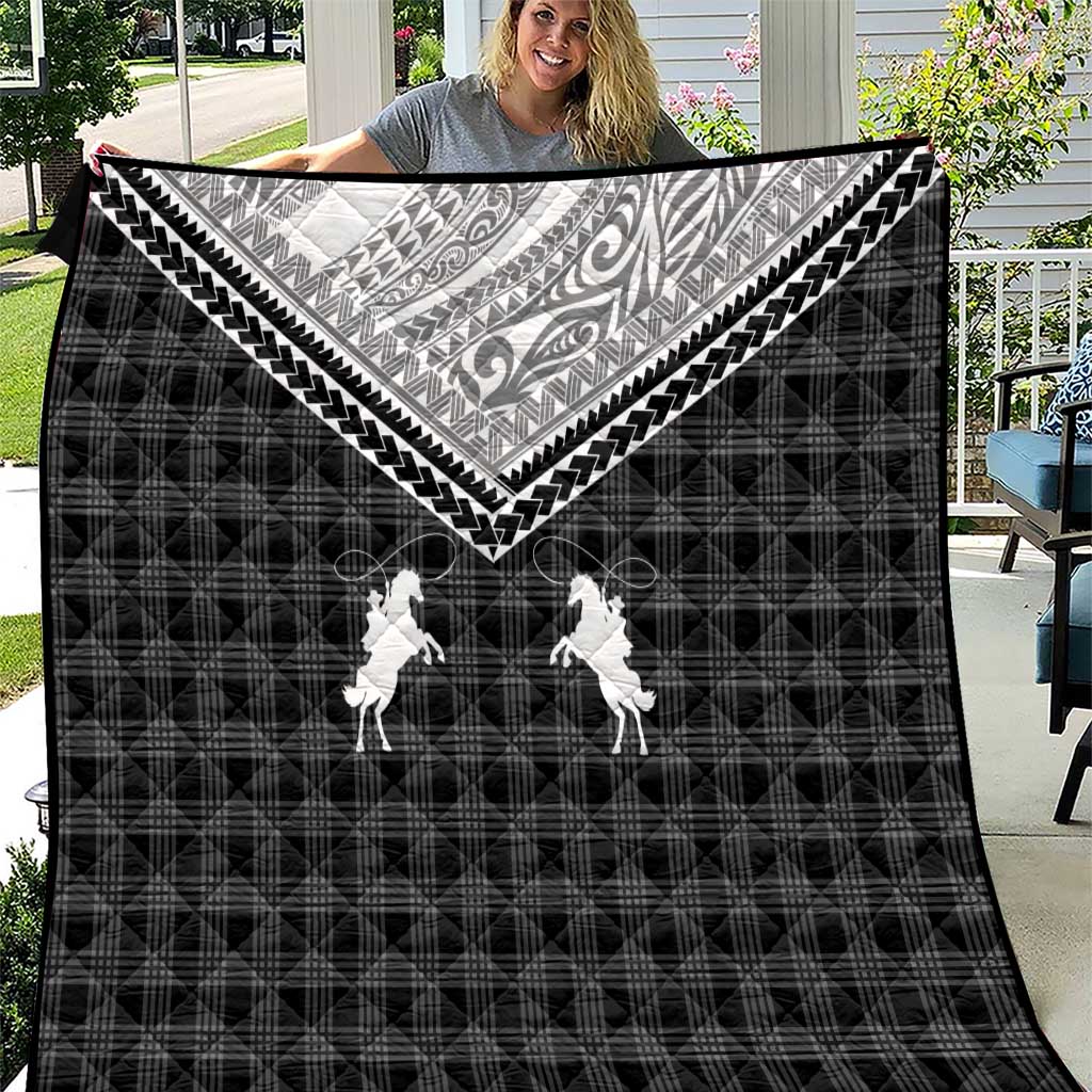 Aloha Hawaii Cowboys Paniolo Quilt Black Palaka - Polynesian Pride