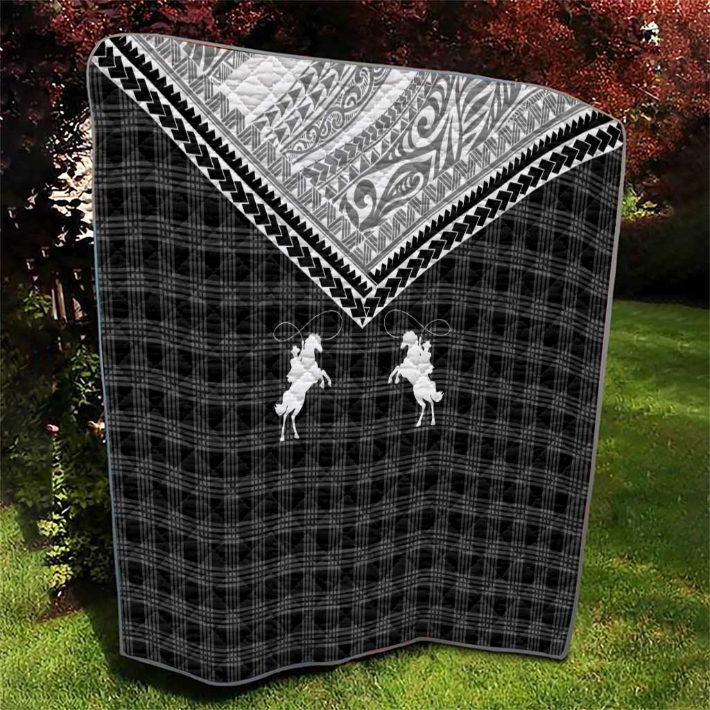 Aloha Hawaii Cowboys Paniolo Quilt Black Palaka - Polynesian Pride