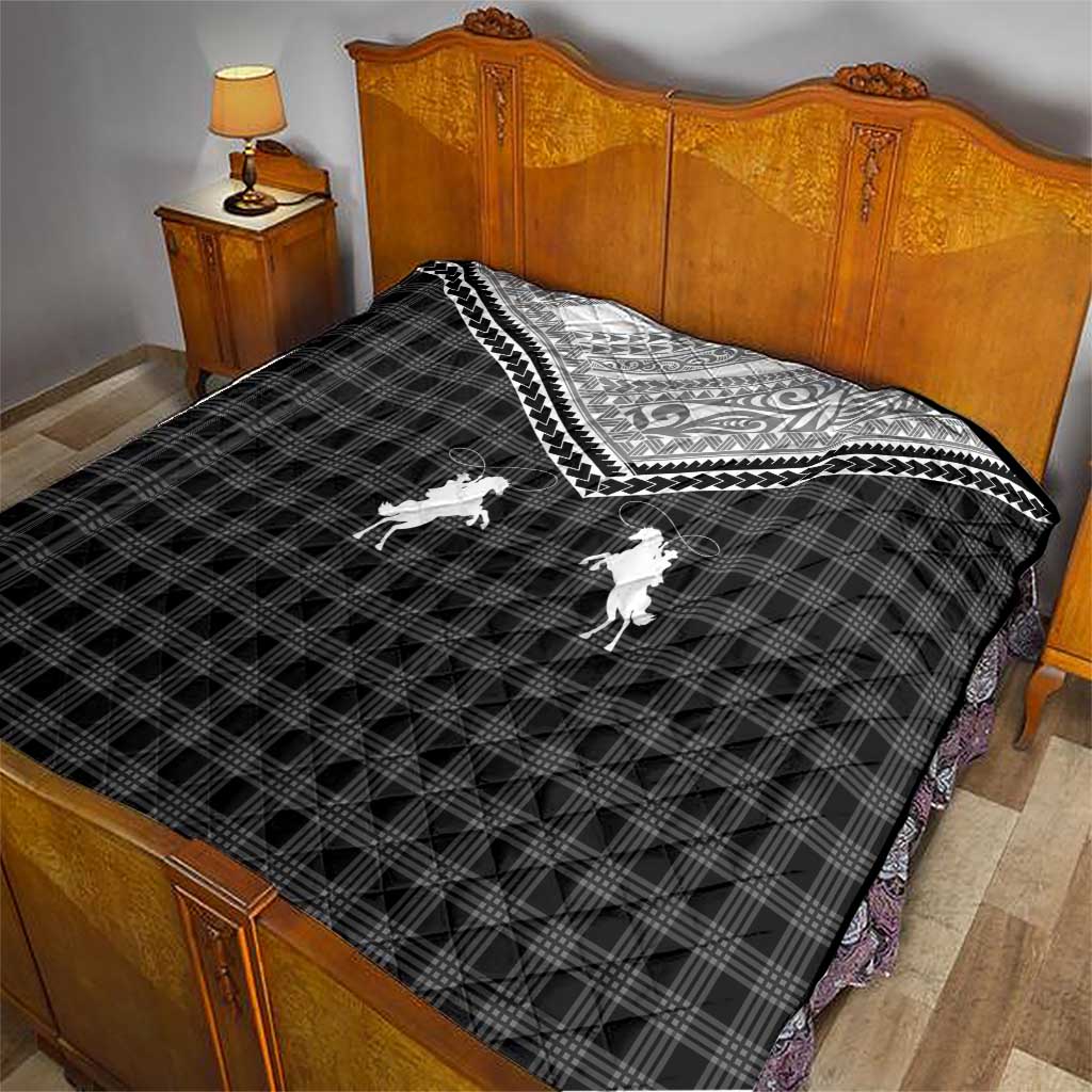Aloha Hawaii Cowboys Paniolo Quilt Black Palaka - Polynesian Pride