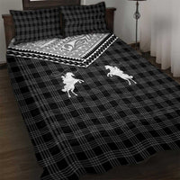 Aloha Hawaii Cowboys Paniolo Quilt Bed Set Black Palaka - Polynesian Pride