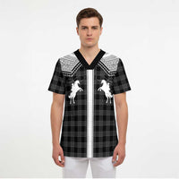 Aloha Hawaii Cowboys Paniolo Scrub Top Black Palaka - Polynesian Pride