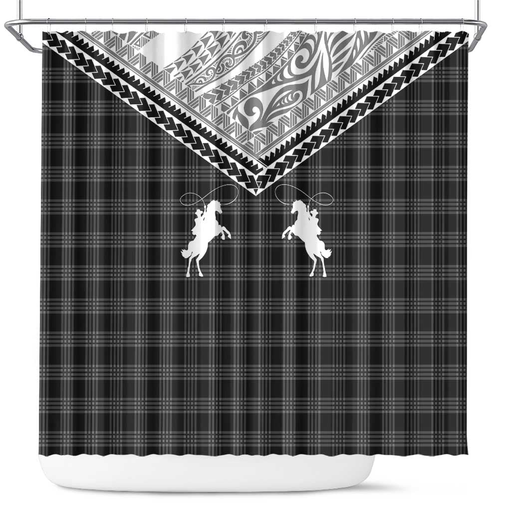 Aloha Hawaii Cowboys Paniolo Shower Curtain Black Palaka LT7 Black - Polynesian Pride