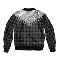 Aloha Hawaii Cowboys Paniolo Sleeve Zip Bomber Jacket Black Palaka - Polynesian Pride