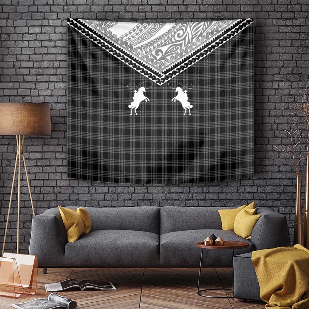 Aloha Hawaii Cowboys Paniolo Tapestry Black Palaka LT7 Black - Polynesian Pride