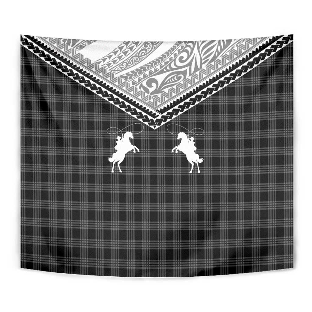 Aloha Hawaii Cowboys Paniolo Tapestry Black Palaka - Polynesian Pride