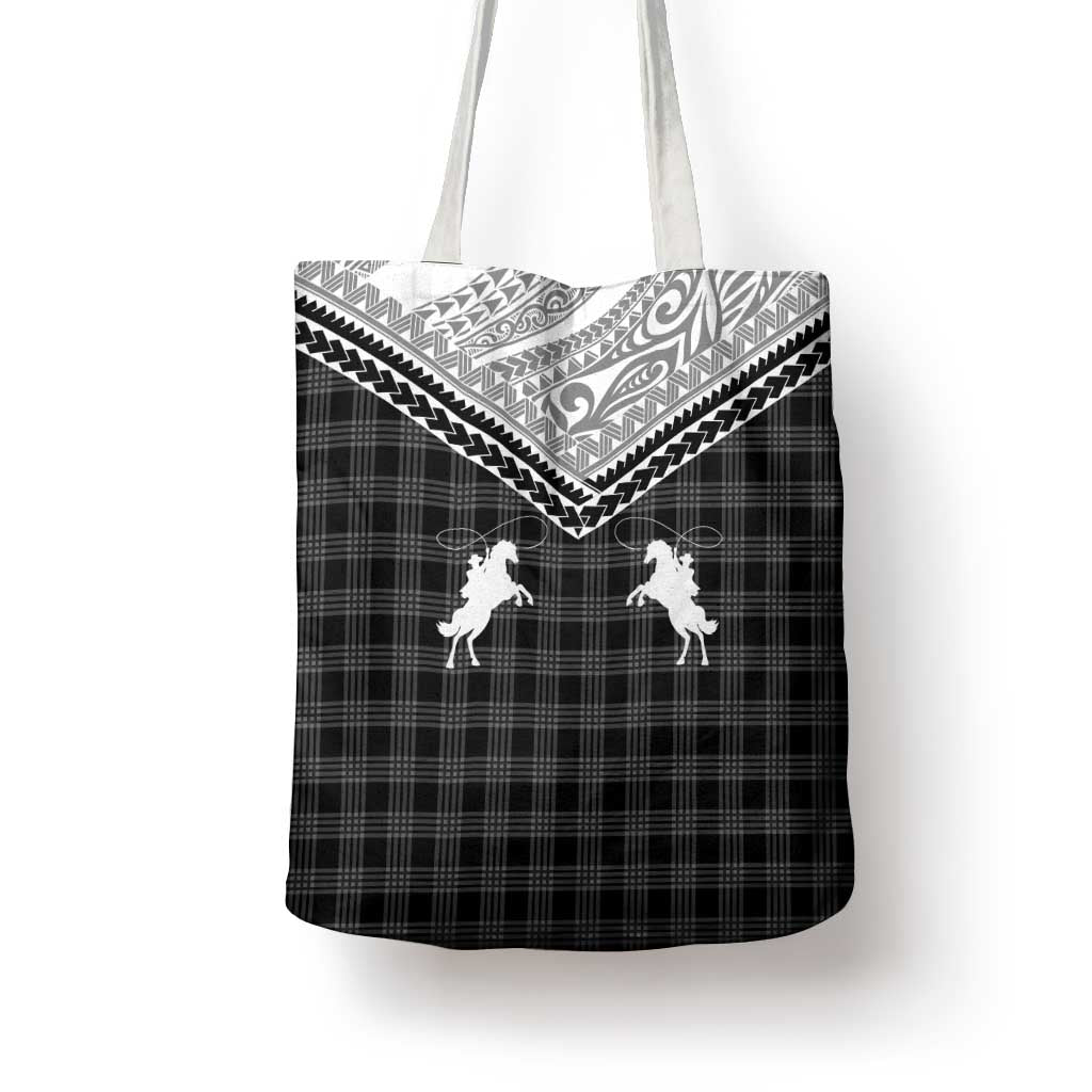 Aloha Hawaii Cowboys Paniolo Tote Bag Black Palaka - Polynesian Pride