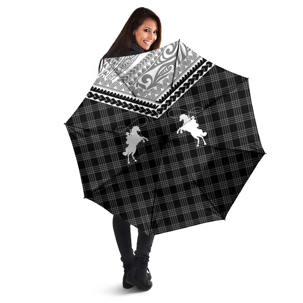 Aloha Hawaii Cowboys Paniolo Umbrella Black Palaka - Polynesian Pride