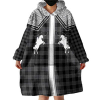 Aloha Hawaii Cowboys Paniolo Wearable Blanket Hoodie Black Palaka - Polynesian Pride