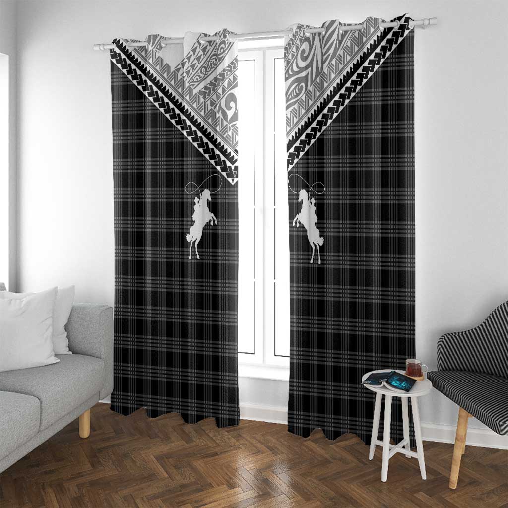 Aloha Hawaii Cowboys Paniolo Window Curtain Black Palaka - Polynesian Pride
