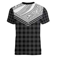 Aloha Hawaii Cowboys Paniolo Women V-Neck T-Shirt Black Palaka - Polynesian Pride