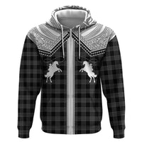 Aloha Hawaii Cowboys Paniolo Zip Hoodie Black Palaka - Polynesian Pride