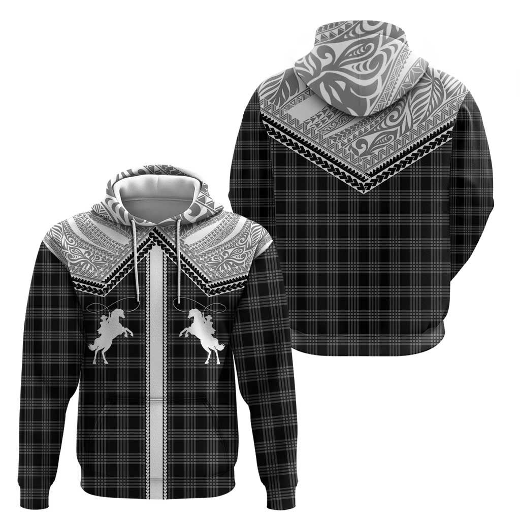 Aloha Hawaii Cowboys Paniolo Zip Hoodie Black Palaka - Polynesian Pride