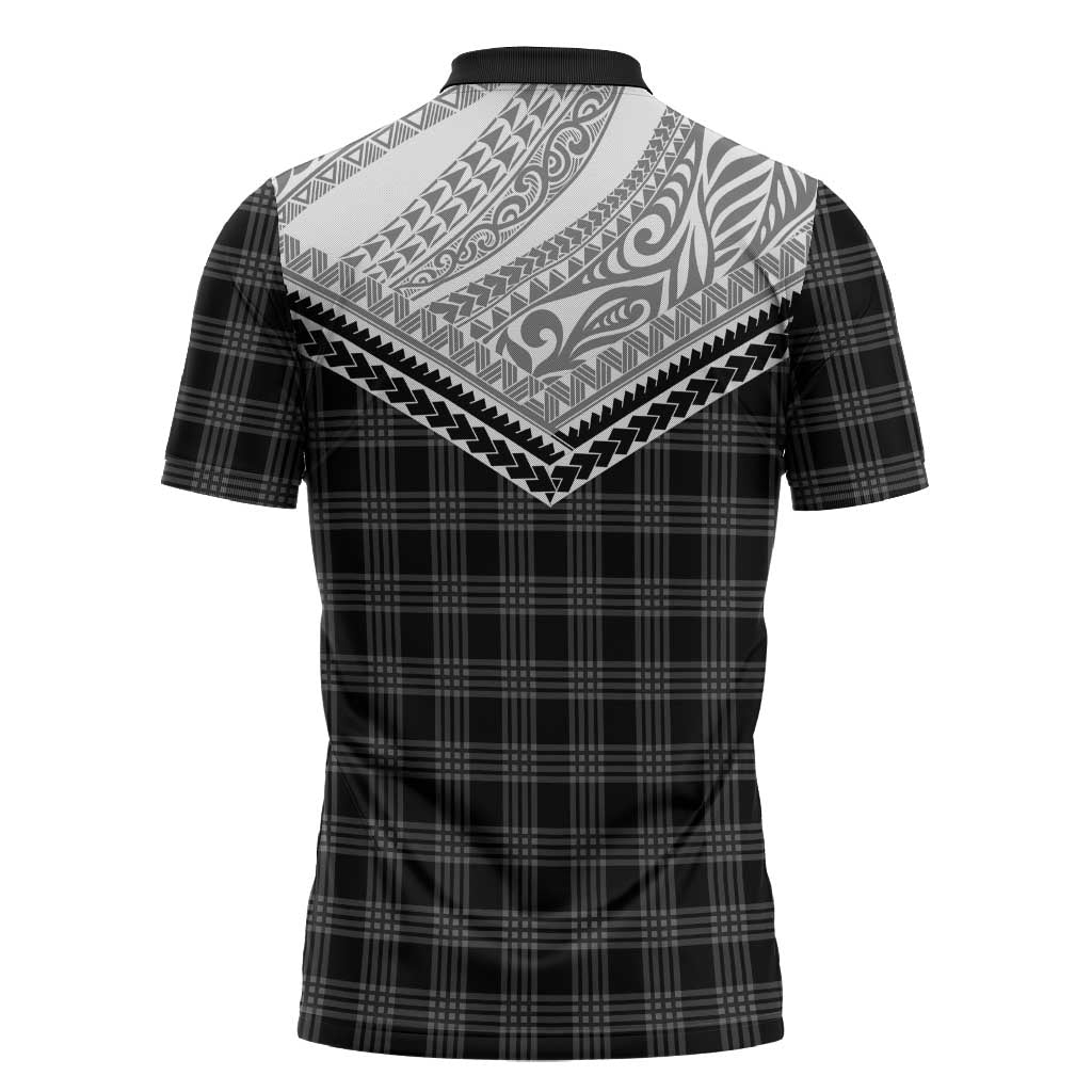 Aloha Hawaii Cowboys Paniolo Zipper Polo Shirt Black Palaka - Polynesian Pride