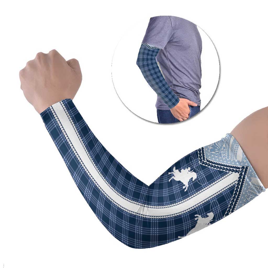 Aloha Hawaii Cowboys Paniolo Arm Sleeves Navy Blue Palaka LT7 Set of 2 Navy - Polynesian Pride